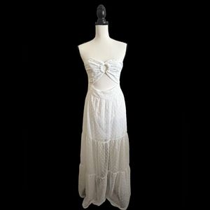 Gently worn! Shein Plus size Swiss dot O ring cut out ruffle hem tube dress 1XL